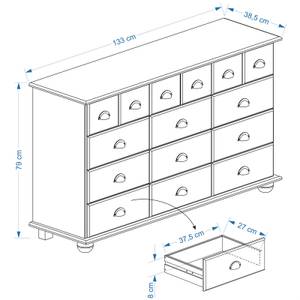 Kommode COLMAR Massivholz - Holzart/Dekor - 134 x 80 x 39 cm