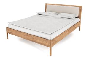 Bett mit Polsterkopfteil INA Beige - Wildeiche - 90 x 190 cm