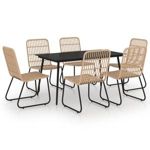 Garten-Essgruppe (7-teilig) 3012986-2 Schwarz - Kunststoff - Polyrattan - 80 x 74 x 150 cm