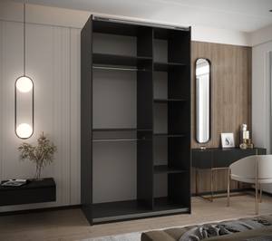 SCHWEBETÜRENSCHRANK LUX Schwarz - Silber - Breite: 130 cm