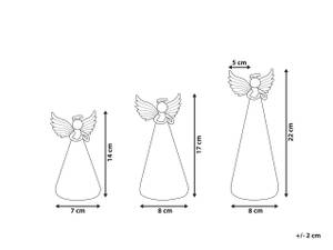 Dekofigur KITTILA 3-tlg Weiß - Glas - 7 x 14 x 7 cm