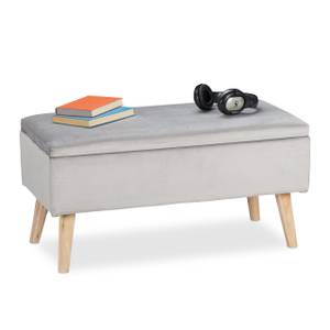 Banc en velours avec espace de rangement Gris