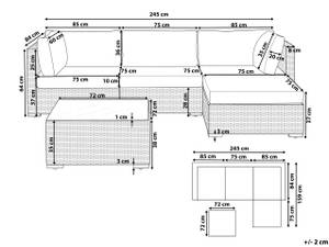 Lounge Set SANO 5-tlg Grau - Hellgrau - Ecke davorstehend links