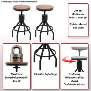 Barhocker N17 (2er-Set) Braun