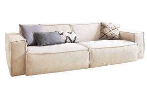 Sofa SAMU Einzelsofa Stoff KAWOLA Sofa SAMU 3-Sitzer Stoff creme - Cremeweiß - Breite: 256 cm