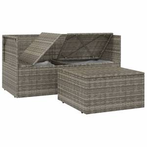 Garten-Lounge-Set 318675 (3-teilig) Grau - Metall - Polyrattan - 57 x 56 x 57 cm