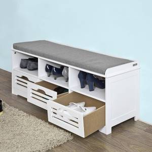 Banc de Rangement à Chaussures FSR36-W Blanc - Bois manufacturé - 105 x 43 x 35 cm