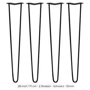4 x 2 Streben Hairpin-Tischbeine 71cm Schwarz - Metall - 1 x 71 x 1 cm
