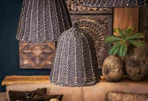 Lampe suspendue Lars Noir - Fibres naturelles - 40 x 50 x 40 cm