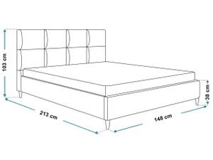 Polsterbett LUXE Hellgrau - Breite: 148 cm