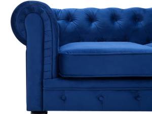 3-Sitzer Sofa CHESTERFIELD Schwarz - Blau - Marineblau - 201 x 70 x 75 cm - Textil