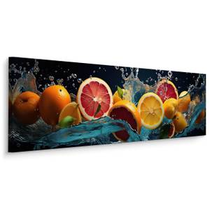 Panoramabild Zitrusfrucht-Erfrischung 3D Schwarz - Orange - Rot - Textil - 145 x 45 x 45 cm