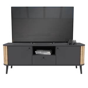 Table TV Pure Gris - En partie en bois massif - 138 x 50 x 40 cm