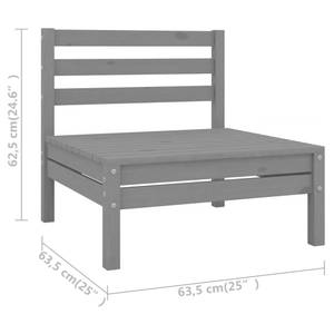 Ensemble de salon de jardin Gris - Bois massif - Bois/Imitation - 64 x 29 x 64 cm