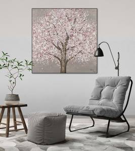 Acrylbild handgemalt Blüten des Mondes Weiß - Massivholz - Textil - 80 x 80 x 4 cm