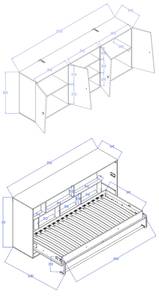 Jugendzimmer-Set NERO 2-teilig Hochglanz Schwarz