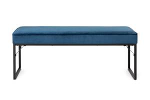 Sitzbank mit Samtpolster London | Blau Blau - Metall - Textil - Holz teilmassiv - 40 x 45 x 120 cm