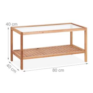 Beistelltisch Walnussholz mit Glasablage Braun - Holzwerkstoff - Glas - 80 x 40 x 40 cm