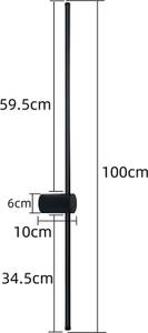 LED Wandleuchte Benjamin Schwarz - Metall - 6 x 10 x 100 cm