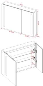 Spiegelschrank mit IR Sensor Silber - Glas - 80 x 60 x 13 cm