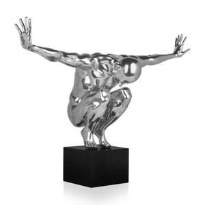 Große Harzskulptur Balance Silber - 80 x 59 x 31 cm