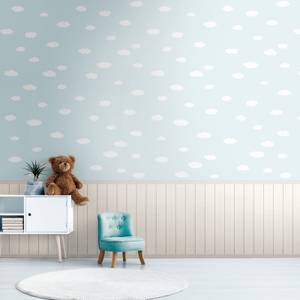 Wallpanel Wolkentapete Blau - Creme