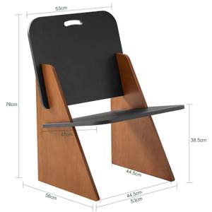 Chaise Design HFST03-SCH Noir - Marron - Bois massif - 53 x 78 x 56 cm