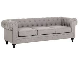 Sitzgruppe CHESTERFIELD 2-tlg Grau - Hellgrau - Eiche Dunkel - 202 x 70 x 75 cm