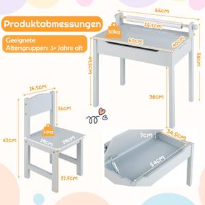 Kindertisch-Set TK32347SD Grau - Massivholz - 40 x 58 x 60 cm