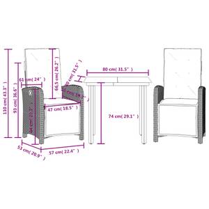 Bistro-Set-k239 ( 3-tlg ) Beige - Massivholz - Höhe: 1 cm