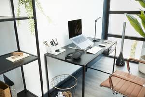 Schreibtisch Paris mit Fach Schwarz - Metall - Kunststoff - Holz teilmassiv - 60 x 76 x 60 cm