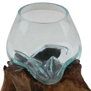 Vase auf Wurzelholz A15 Braun - Glas - Massivholz - 20 x 20 x 15 cm