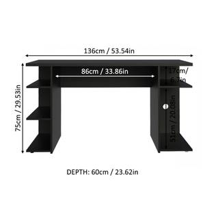 Computertisch 94098N1CF Schwarz - Holzwerkstoff - 158 x 76 x 136 cm