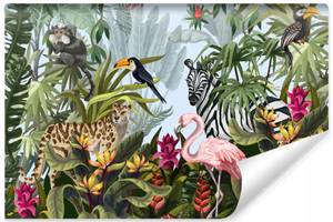 Papier Peint ANIMAUX Plantes Tropicales 360 x 240 x 240 cm