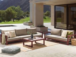 Set de jardin TIMOR Beige - Gris - Chêne foncé - Taupe - 269 x 75 cm