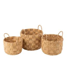 Set de 3 paniers ronds en jacinthe d'eau Beige - Bois manufacturé - Fibres naturelles - 44 x 39 x 44 cm