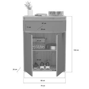 Schuhschrank Torino Braun - Holz teilmassiv - 76 x 102 x 35 cm