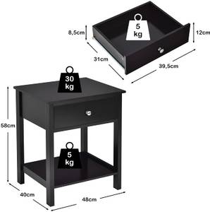 Nachttisch Beistelltisch Schwarz - Holzwerkstoff - 40 x 58 x 48 cm