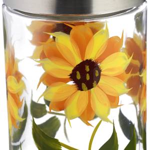 Vorratsgläser Blumenmuster 4er Set Orange - Silber - Glas - Metall - Kunststoff - 11 x 28 x 11 cm