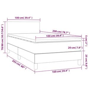 Lit à sommier tapissier 3017288-2 Marron foncé - 100 x 203 cm