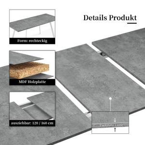 Table de salle à manger OSKAR Imitation béton - Blanc