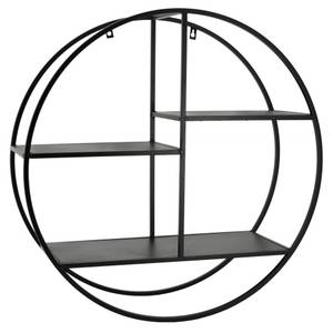 Rundes Wandregal aus schwarz lackiertem Metall - 67 x 67 x 22 cm