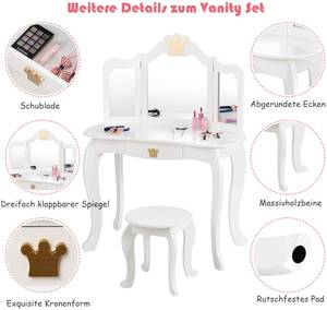 Kinder Schminktisch mit Hocker Weiß - Holzwerkstoff - 42 x 106 x 80 cm