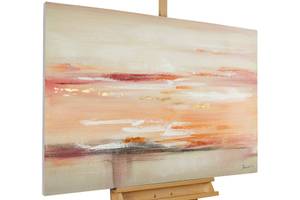 Acrylbild handgemalt Rosewater Tides Beige - Orange - Massivholz - Textil - 120 x 80 x 4 cm