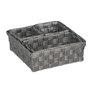 Aufbewahrungskorb 4er Set Grau - Metall - Kunststoff - 24 x 9 x 24 cm