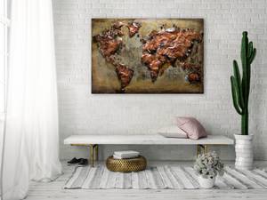 Metallbild Metal Map Braun - Metall - 100 x 70 x 4 cm