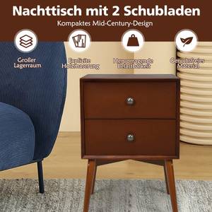 Nachtschrank mit 2 Schubladen Braun - Holzwerkstoff - 38 x 66 x 45 cm