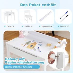 Kindertisch-Set HY10125 Weiß - Holzwerkstoff - Massivholz - 40 x 58 x 60 cm