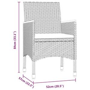 Garten-Essgruppe (5-teilig) 3013406-2 Schwarz - Metall - 80 x 74 x 80 cm