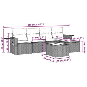 Gartensitzgruppe K5805(6-tlg) Schwarz - Massivholz - 69 x 62 x 55 cm